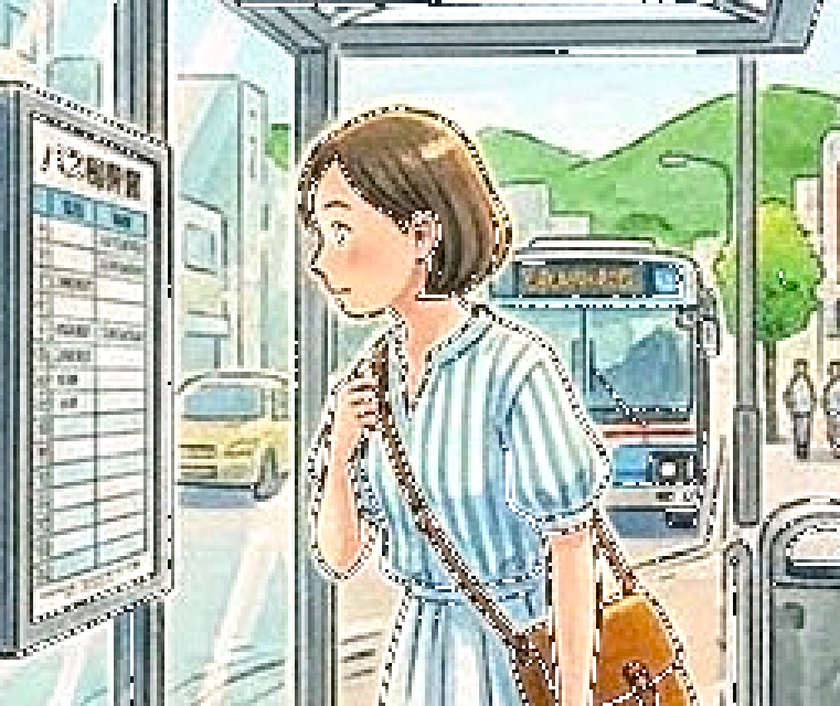 『バス停にて（詞：たんぽぽしゃん）』のアートワーク