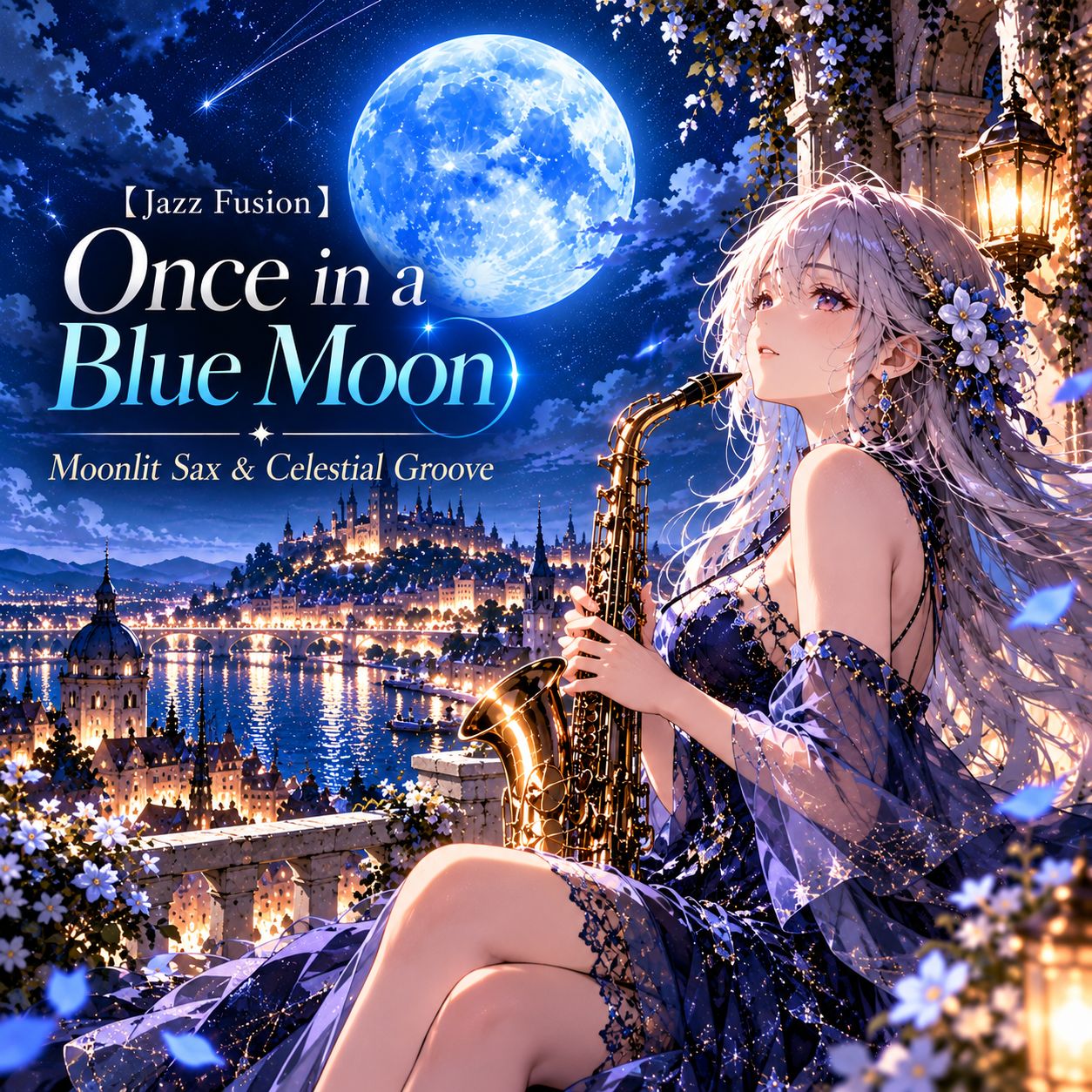 『【Jazz Fusion】Once in a Blue Moon／Moonlit Sax & Celestial Groove』のアートワーク